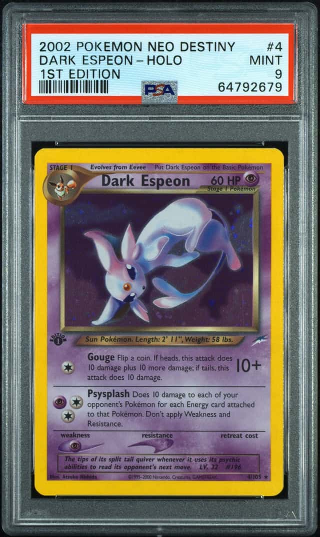 2002 POKEMON DARK ESPEON-HOLO 1ST EDITION NEO DESTINY #4 PSA 9