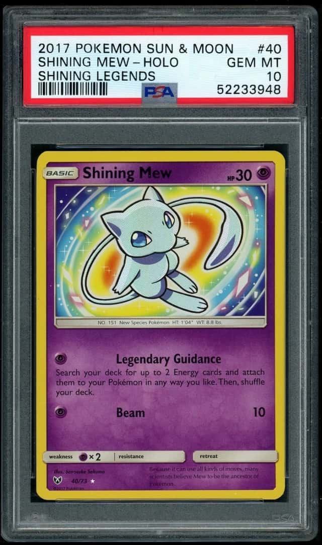 POKEMON SHINING MEW-HOLO 2017 SUN & MOON SHINING LEGENDS #40 PSA 10