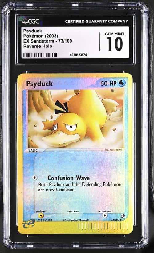 Pokémon Psyduck Reverse Holo 2003 EX Sandstorm 73/100 CGC 10