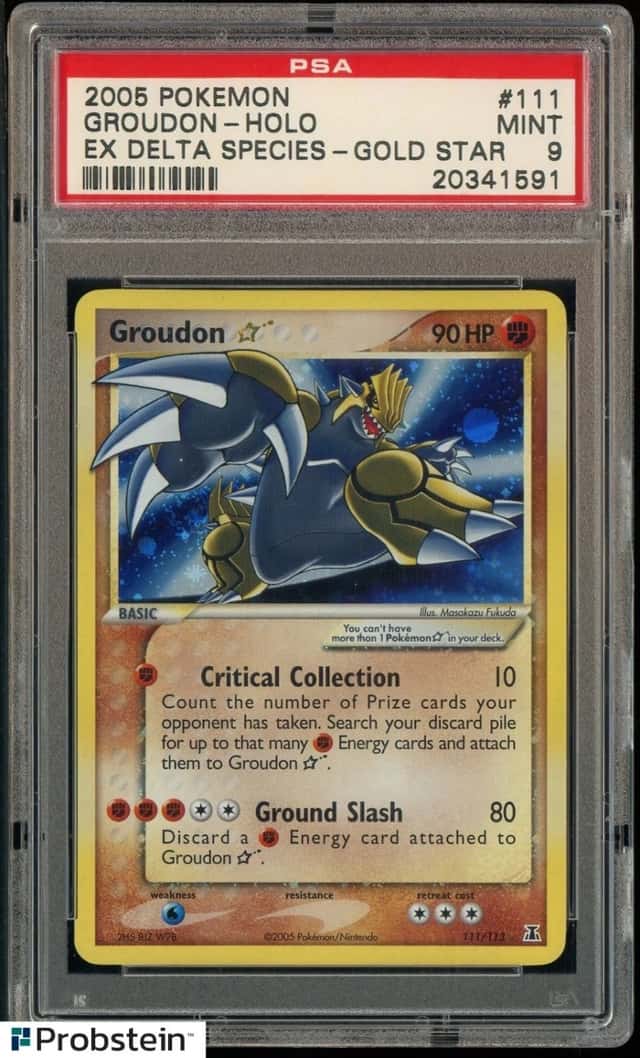 2005 Pokemon EX Delta Species #111 Groudon Gold Star PSA 9 MINT