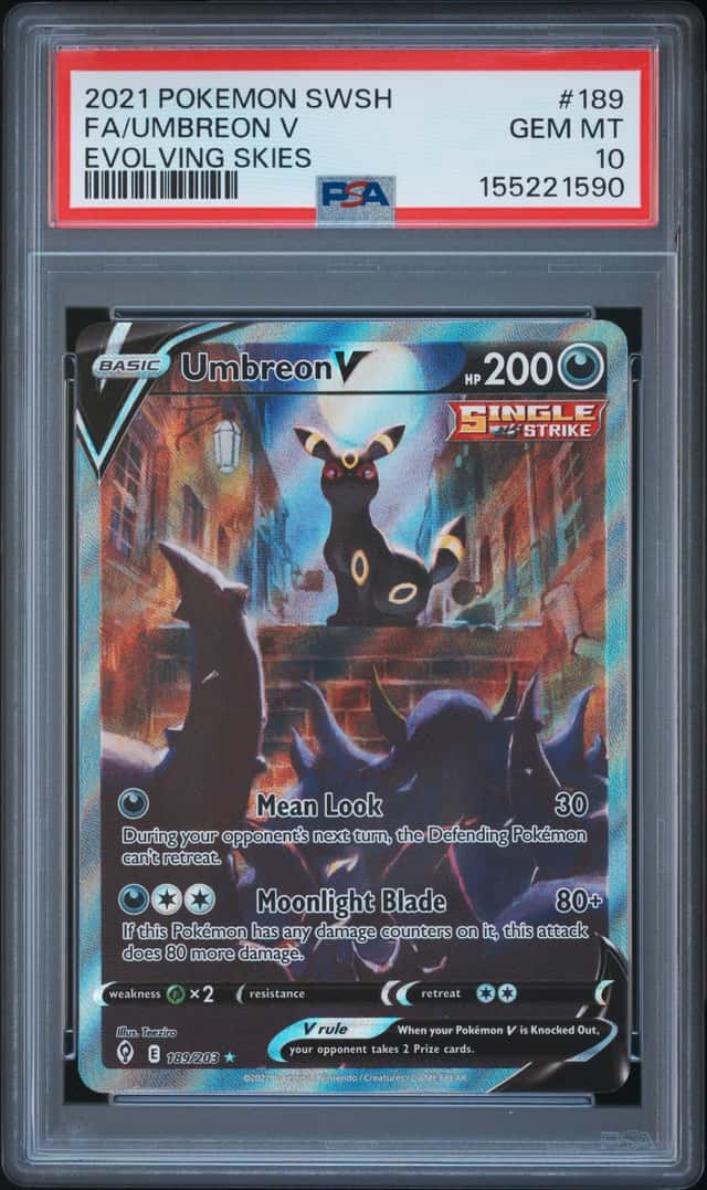 2021 Pokemon SWSH Evolving Skies #189 FA/Umbreon V PSA 10 GEM MINT