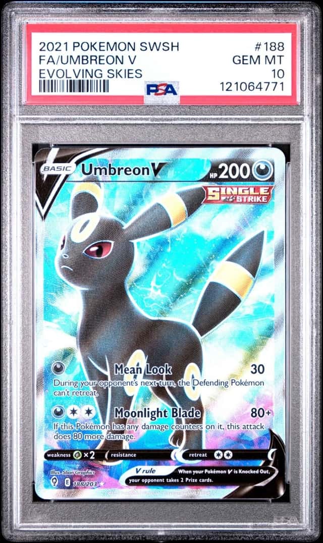 2021 POKEMON SWORD & SHIELD EVOLVING SKIES #188 FULL ART/UMBREON V PSA 10