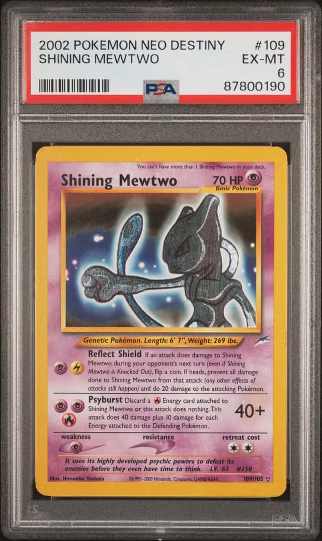 2002 Pokemon Neo Destiny Shining Mewtwo Holo #109/105 PSA 6
