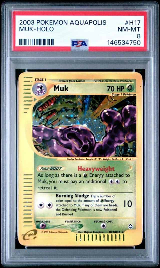 Muk #H17 Holo Rare 2003 Pokemon Aquapolis PSA 8