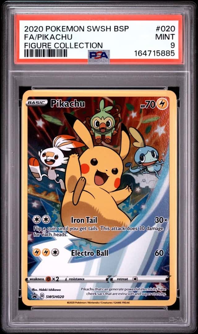 2020 POKEMON SWSH BLACK STAR PROMO FIGURE COLLECTION #020 FULL ART/PIKACHU PSA 9