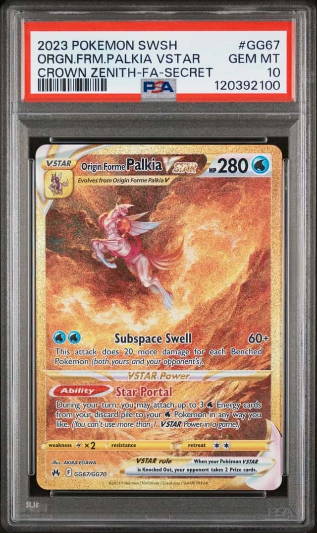 Pokemon Origin Forme Palkia Vstar Crown Zenith GG67/GG70 Secret Rare PSA 10