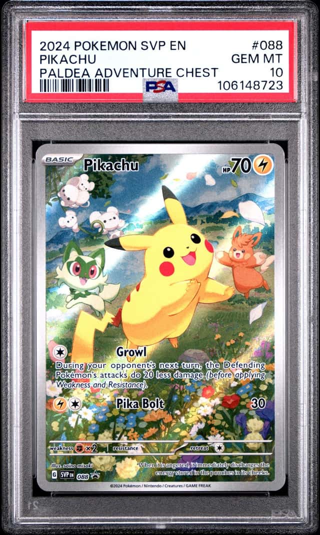 ⭐ ✨ Pokémon TCG Pikachu Black Star Promo Paldea Adventure Chest SVP 88 PSA 10 ⭐✨