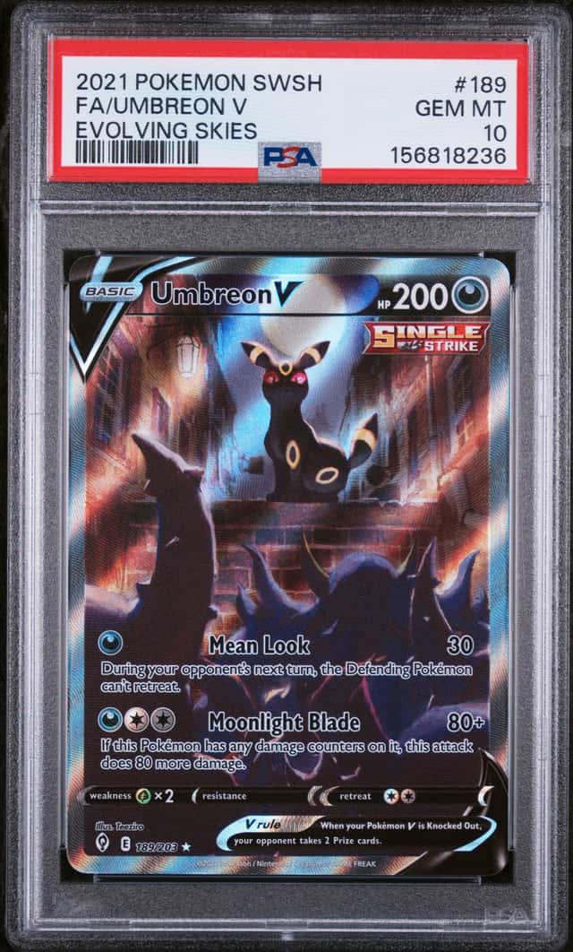 2021 Pokemon SWSH Evolving Skies Umbreon V Alternate Full Art #189/203 PSA 10