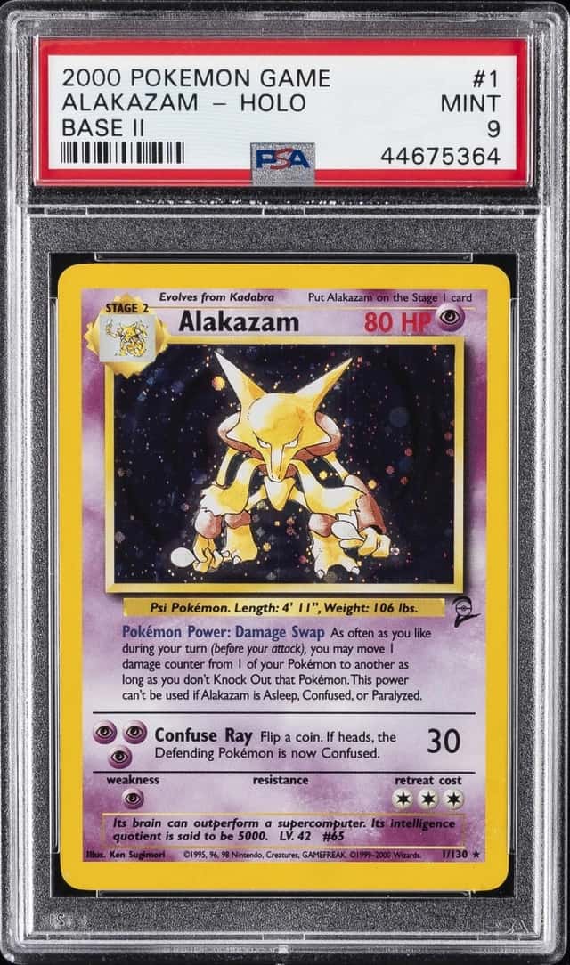 2000 POKEMON BASE SET 2 #1 ALAKAZAM-HOLO PSA 9
