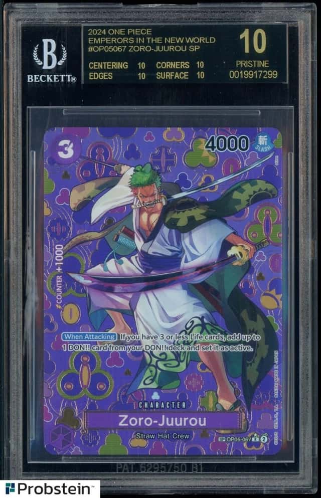 2024 One Piece English OP05-067 Zoro-Juurou Special Alt Art BGS 10 BLACK LABEL