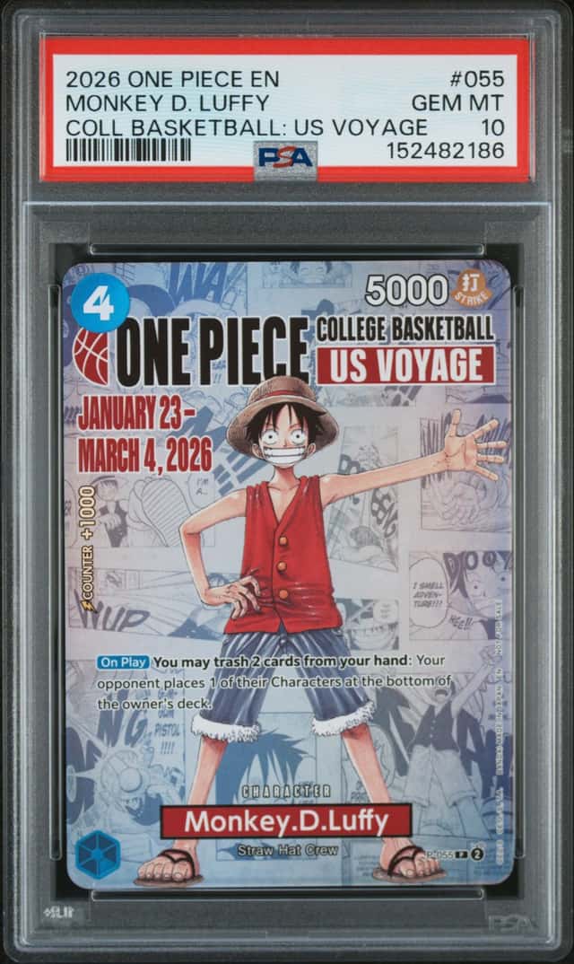 2026 ONE PIECE PROMOS COLLEGE BASKETBALL: US VOYAGE #055 MONKEY D. LUFFY PSA 10
