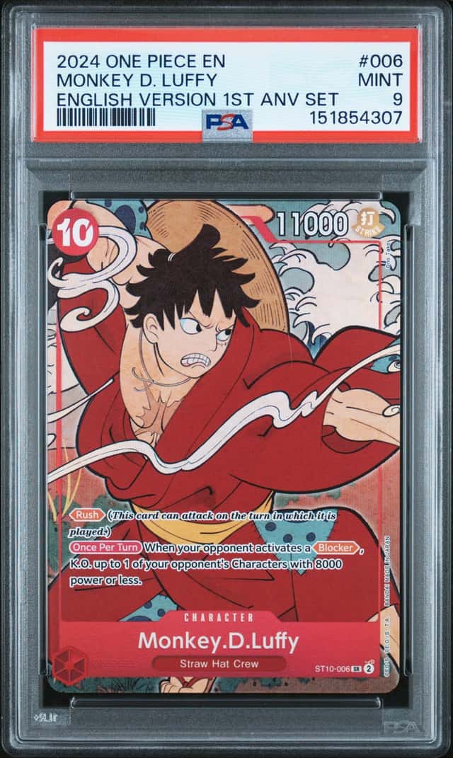 2024 One Piece En English Version 1st Anv Set #006 Monkey D. Luffy PSA 9 MINT