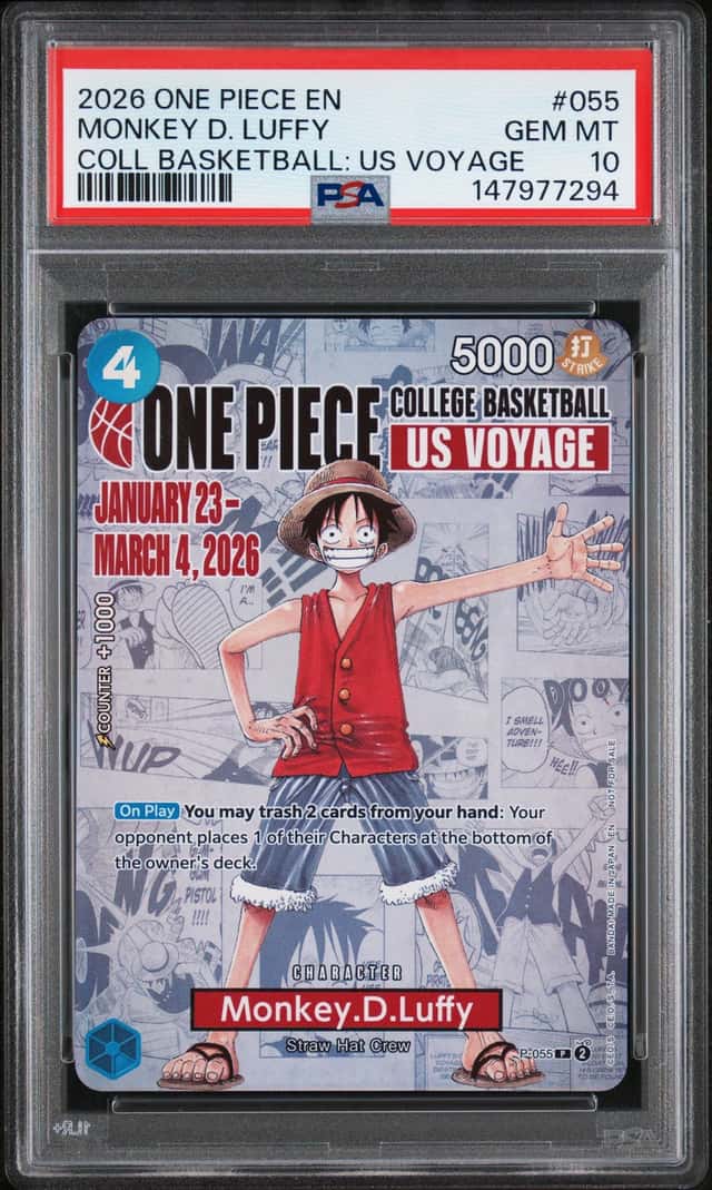 One Piece Monkey D. Luffy Promo 055 College Basketball Us Voyage PSA 10