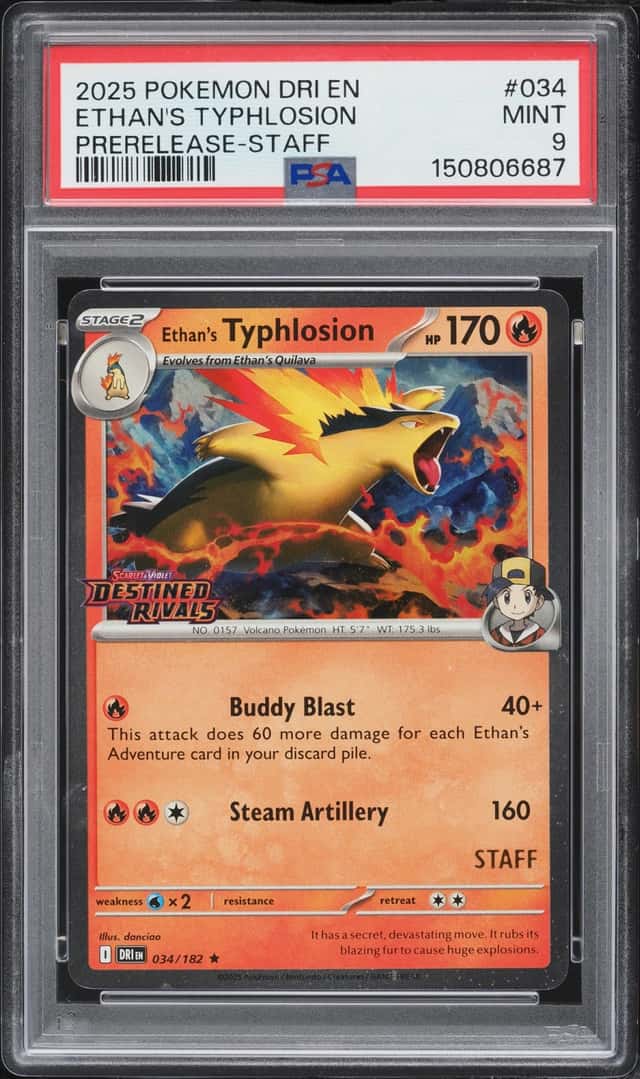 2025 Pokemon Scarlet & Violet Destined Rivals Prerelease Staff Ethan's Typhlosion #34 PSA 9