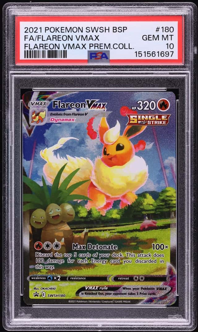 2021 Pokemon Sword & Shield Promo Premium Collection Full Art Flareon VMAX #180 PSA 10 GEM MINT