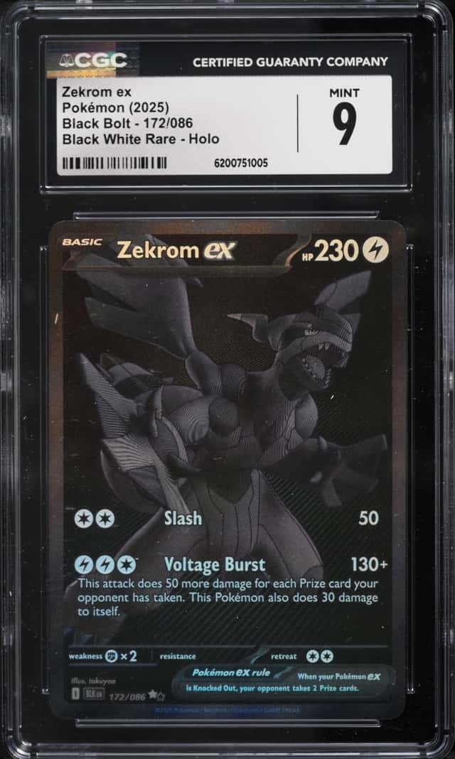 2025 Pokemon Scarlet & Violet Black Bolt BWR Zekrom Ex #172 CGC 9 MINT