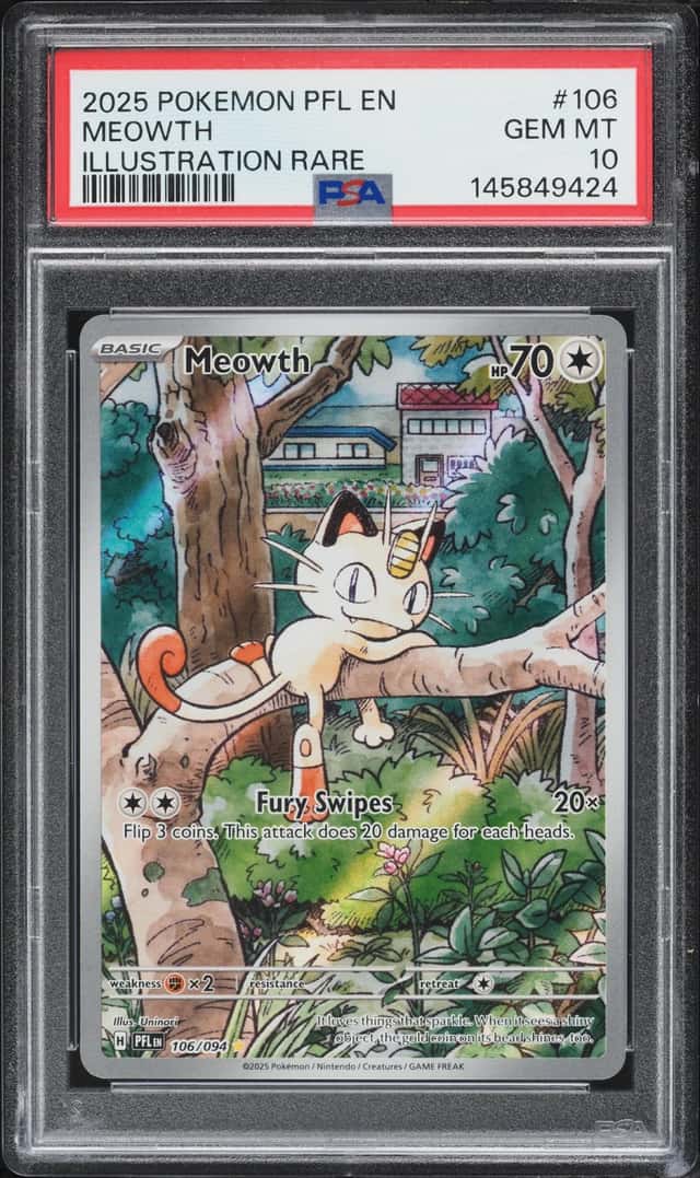 2025 Pokemon Mega Evolution Phantasmal Flames IR Meowth #106 PSA 10 GEM MINT