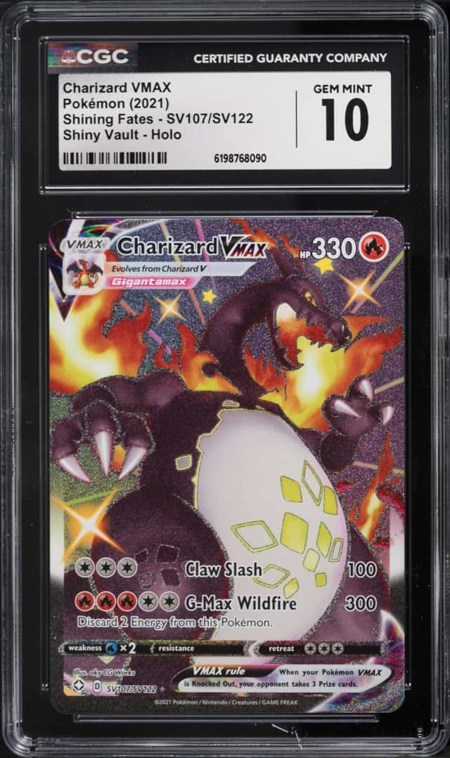 2021 Pokemon Sword & Shield Shining Fates Full Art Charizard VMAX #SV107 CGC 10 GEM MINT