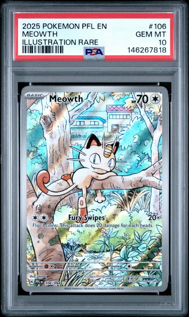 2025 Pokemon Mega Evolution Phantasmal Flames IR Meowth #106 PSA 10 GEM MINT