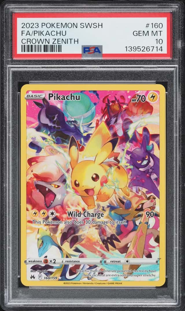 2023 Pokemon Sword & Shield Crown Zenith Full Art Pikachu #160 PSA 10 GEM MINT