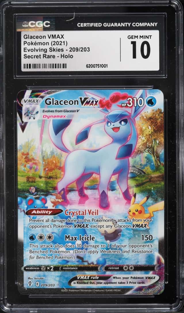 2021 Pokemon Sword & Shield Evolving Skies Full Art Glaceon VMAX #209 CGC 10 GEM MINT