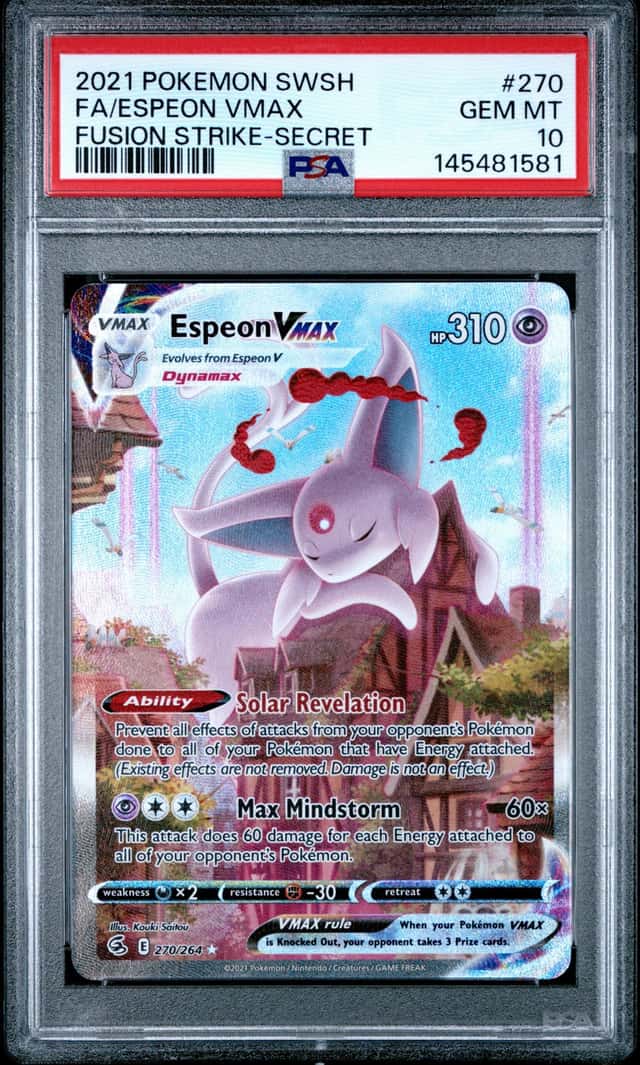 2021 POKEMON SWORD & SHIELD FUSION STRIKE SECRET FULL ART/ESPEON VMAX PSA 10