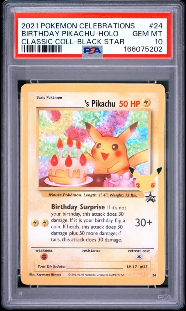 2021 POKEMON CELEBRATIONS CLASSIC COLLECTION #24 BIRTHDAY PIKACHU-HOLO PSA 10