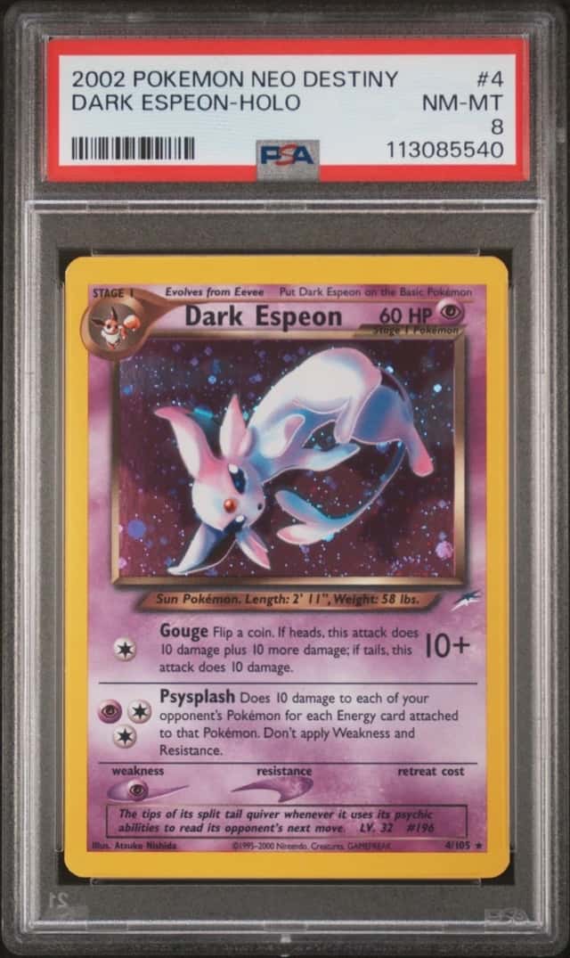 POKEMON DARK ESPEON-HOLO 2002 NEO DESTINY #4 PSA 8