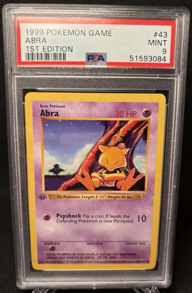 Pokemon PSA 9 1st Edition Shadowless Base Set Abra 43/102 MINT