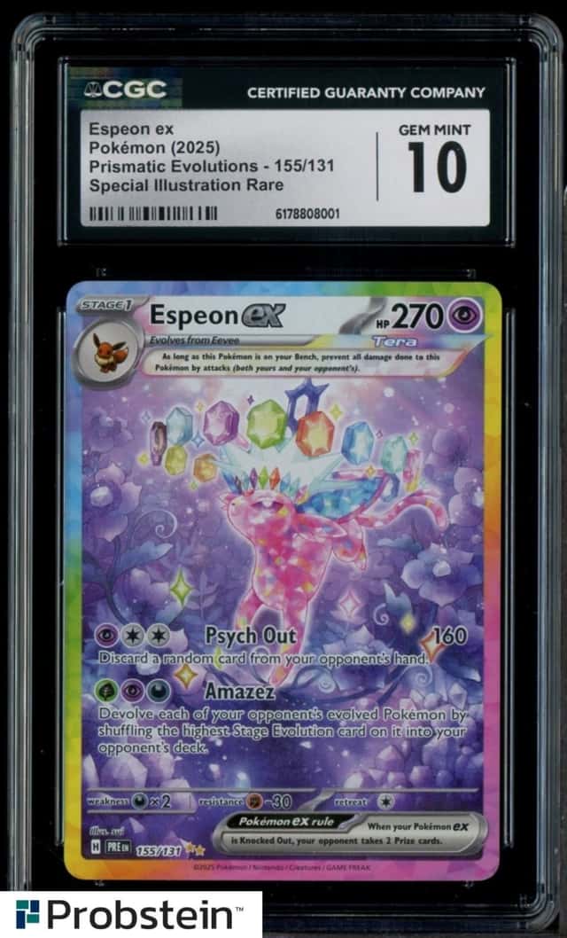 2025 Pokemon Prismatic Evolutions S & V #155 Espeon Ex SIR CGC 10 GEM MINT
