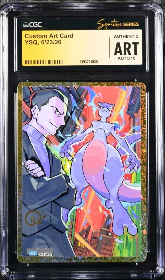Pokemon 2023 Custom Art Card Mewtwo Sketch YSQ Signed CGC ART AUTO 10