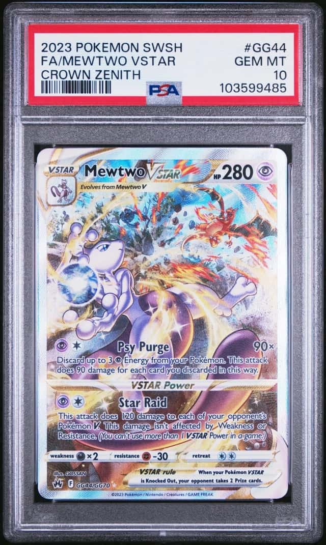 2023 POKEMON SWORD & SHIELD CROWN ZENITH #GG44 FULL ART/MEWTWO VSTAR PSA 10