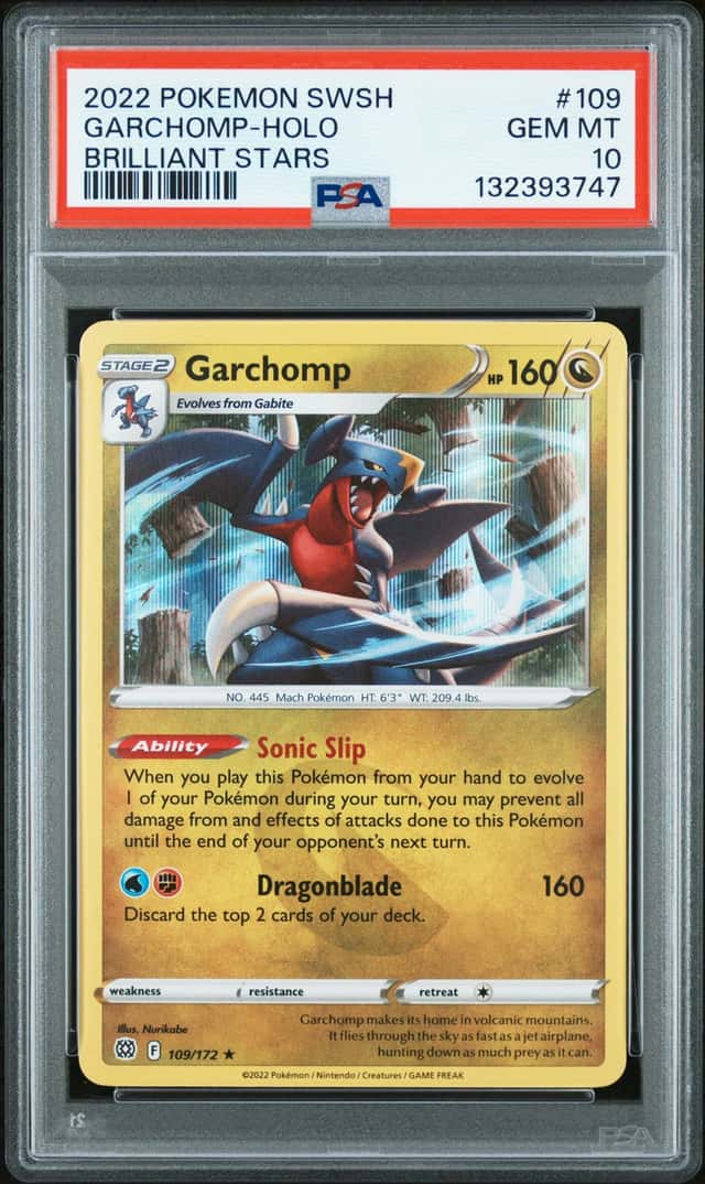 POKEMON CARD GARCHOMP HOLO 109 SWSH BRILLIANT STARS #109 GRADED PSA 10 GEM MINT