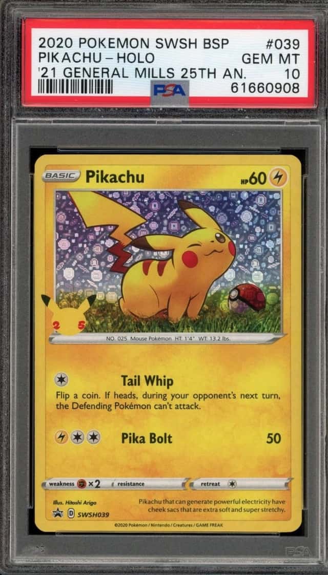 Pokemon Pikachu Holo Swsh Promo 039 2021 General Mills 25th Anniversary PSA 10