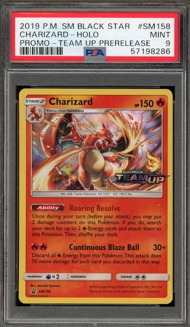 Pokemon Charizard Holo Sm Black Star Promo SM158/181 Team Up Prerelease PSA 9