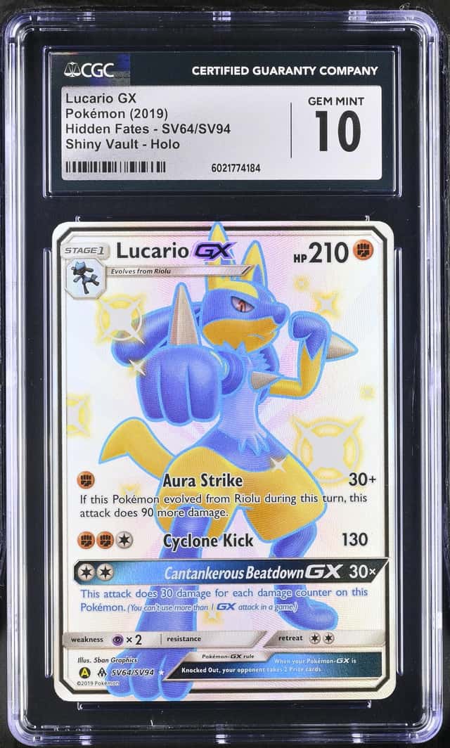 2019 Pokemon SM Hidden Fates Lucario GX Shiny Vault #SV64/SV94 CGC 10 GEM MINT