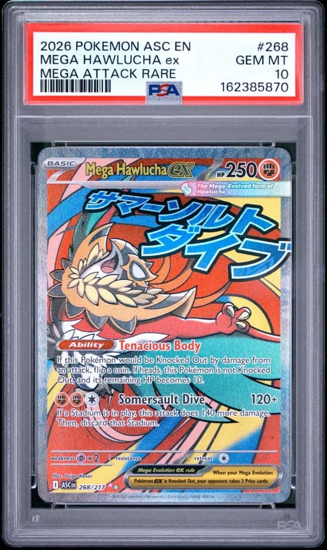 2026 POKEMON ASC EN-ASCENDED HEROES MEGA ATTACK RARE MEGA HAWLUCHA EX PSA 10