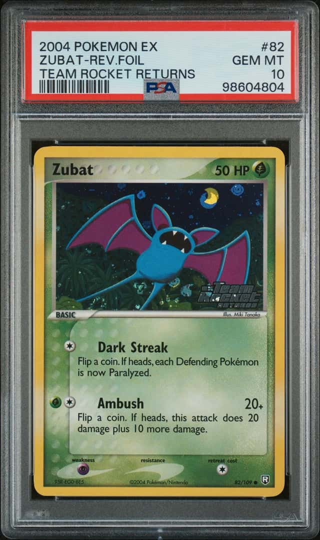 2004 Pokemon EX Team Rocket Returns Reverse Foil #82 Zubat - PSA GEM MT 10