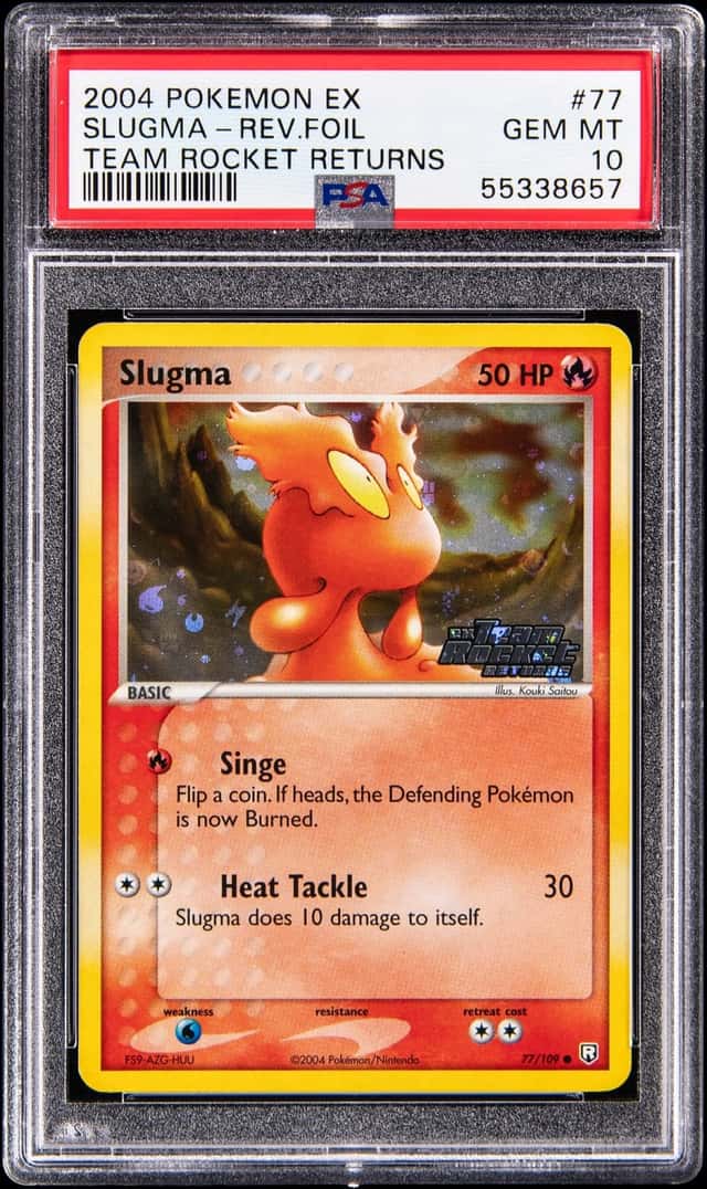 2004 Pokemon EX Team Rocket Returns Reverse Foil #77 Slugma - PSA GEM MT 10