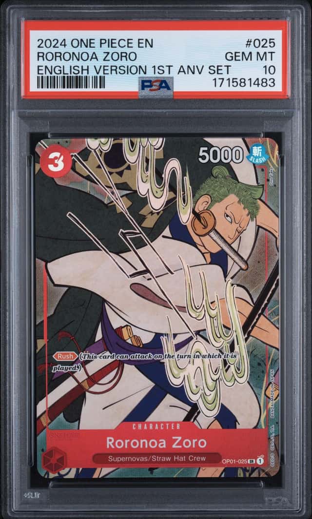 2024 One Piece English Version 1st Anniversary Set #025 Roronoa Zoro PSA 10