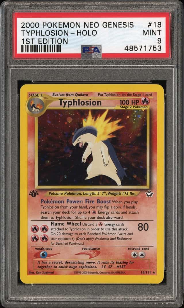 2000 Pokemon Neo Genesis 1st Edition Holo #18 Typhlosion - PSA MINT 9