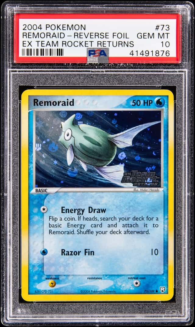 2004 Pokemon EX Team Rocket Returns Reverse Foil #73 Remoraid - PSA GEM MT 10 - Pop 5