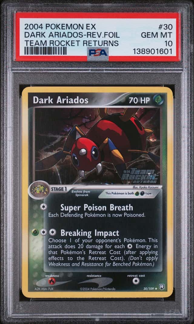 2004 Pokemon EX Team Rocket Returns Reverse Holo #30 Dark Ariados - PSA GEM MT 10