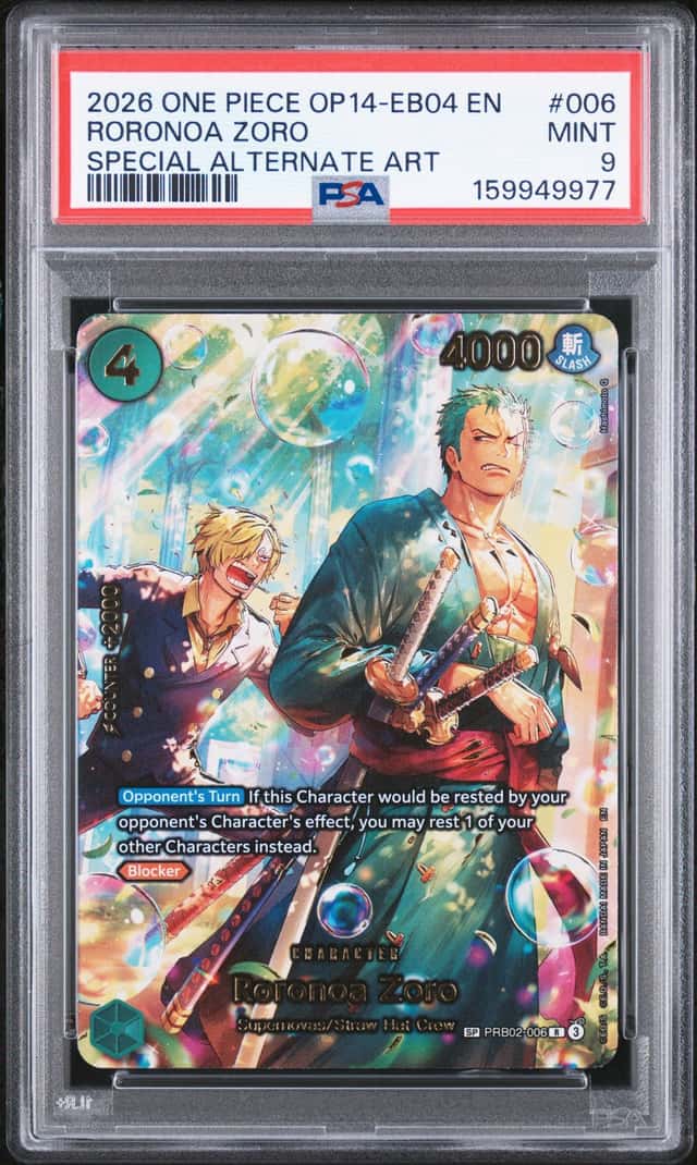 2026 ONE PIECE OP14-EB04-THE AZURE SEA'S SEVEN ALT ART #006 RORONOA ZORO PSA 9