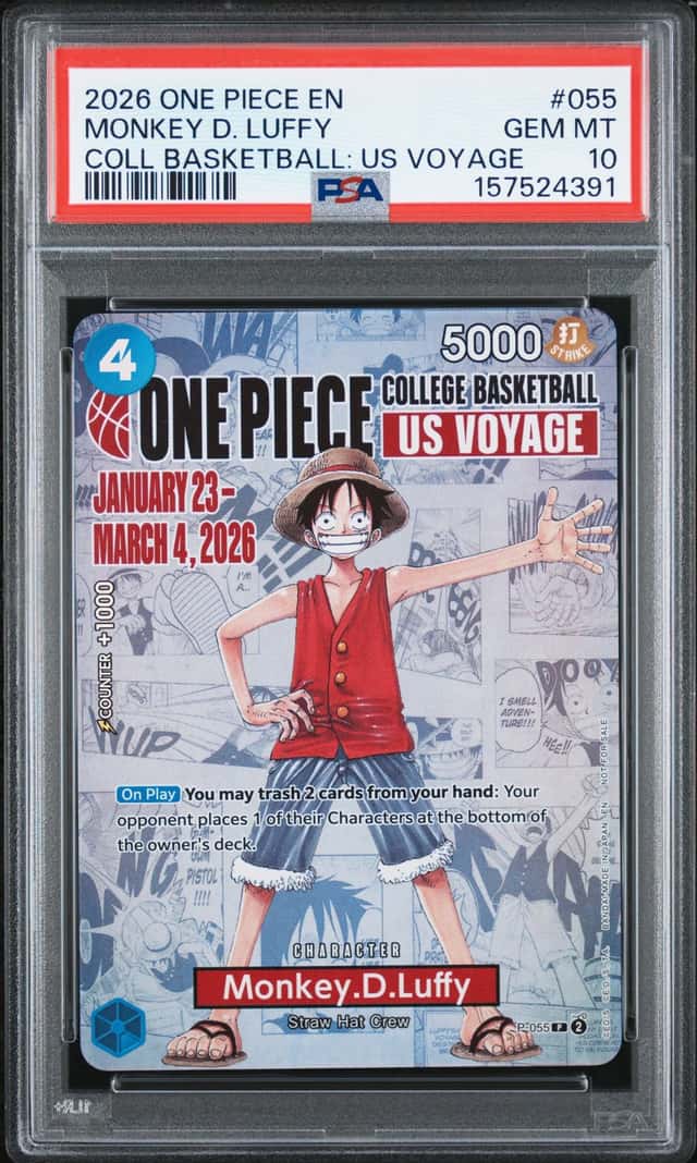 2026 One Piece EN College Basketball US Voyage #055 Monkey D Luffy PSA 10