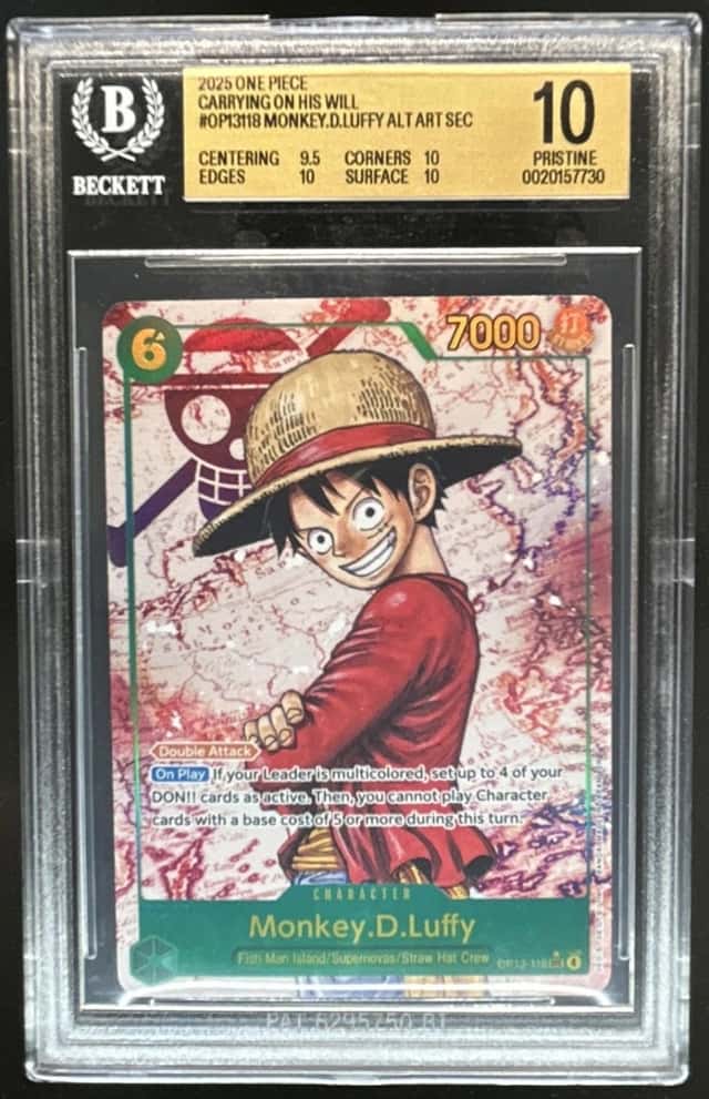 2025 One Piece Carrying On Will Monkey D Luffy Alt Art #OP13-118 BGS 10 Pristine