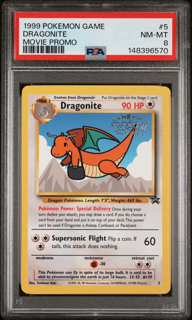 1999 Pokemon Movie Black Star Promo Dragonite #5 PSA 8 NM-MT