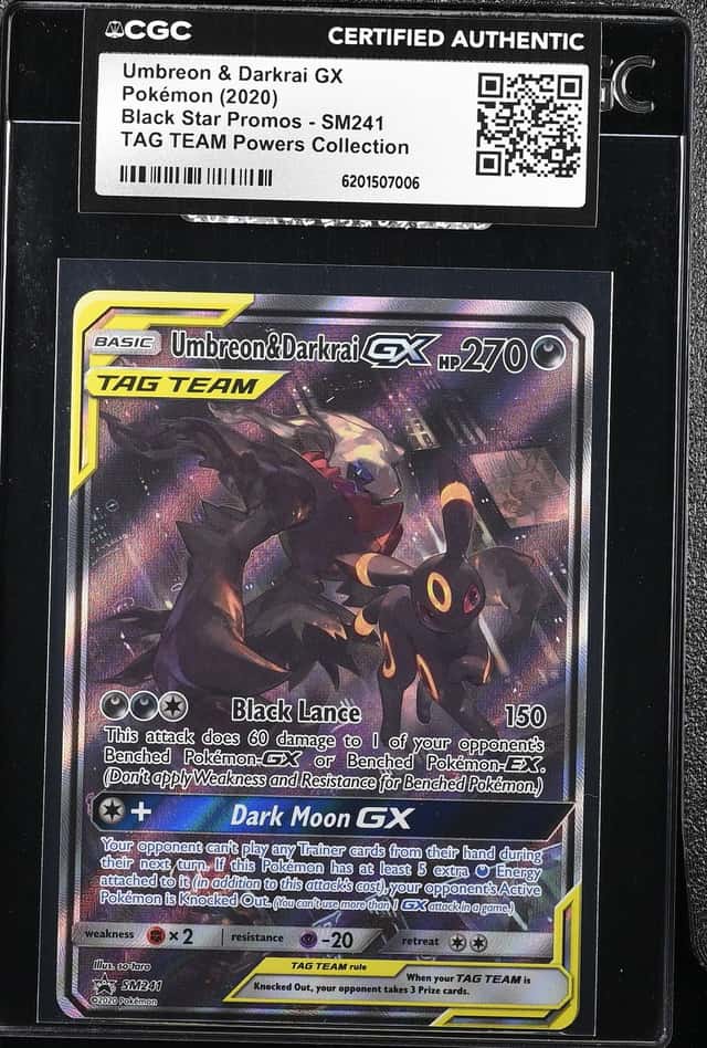 2020 Pokemon Sun & Moon Promo Tag Team Powers Full Art Umbreon & Darkrai Gx #SM241 CGC AUTH