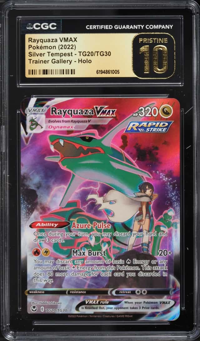 2022 Pokemon Sword & Shield Silver Tempest CHR Rayquaza VMAX #TG20 CGC 10 PRISTINE