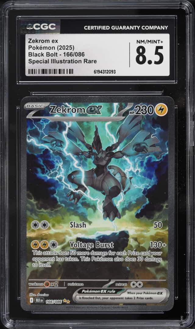 2025 Pokemon Scarlet & Violet Black Bolt SIR Zekrom Ex #166 CGC 8.5 NM-MT+